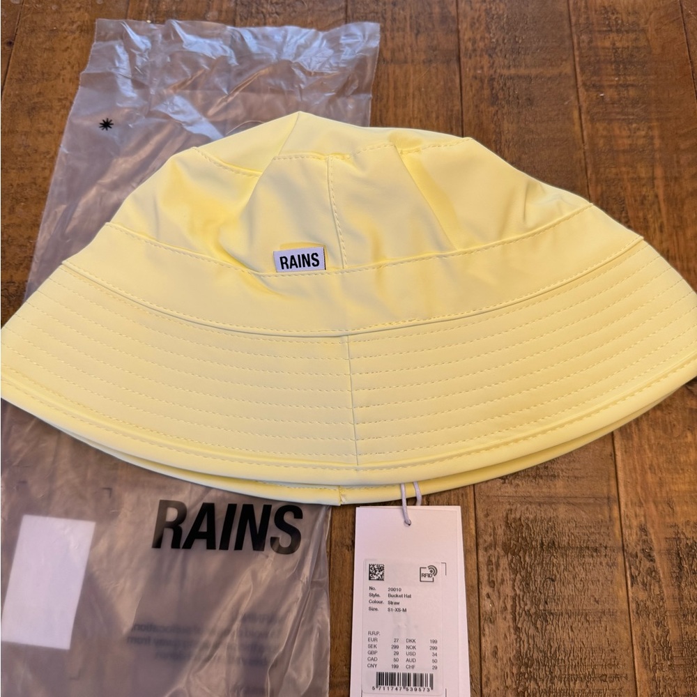 Rains Brand Yellow Straw Bucket Hat XS/M NWT